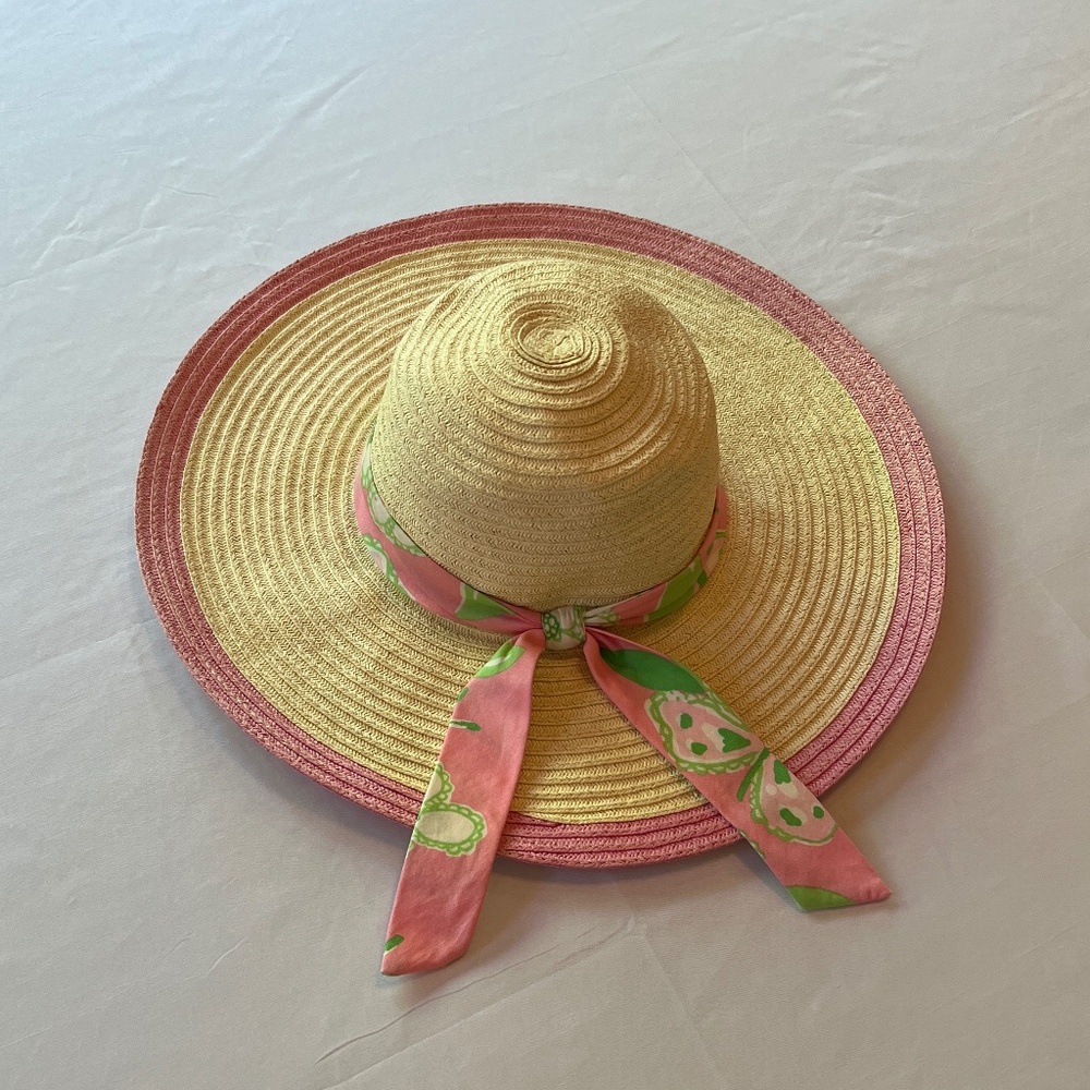 Lilly Pulitzer Pretty Pink Tootie Straw Floppy Beach Sun Hat